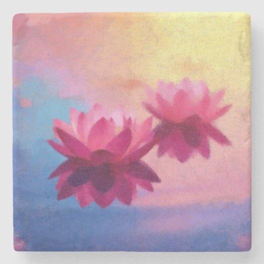 カラフル抽象芸術蓮の花 ストーンコースター (正面)