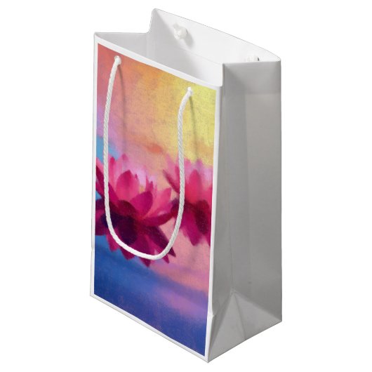 カラフル抽象芸術蓮の花 スモールペーパーバッグ (正面アングル)