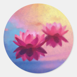 カラフル抽象芸術蓮の花 ラウンドシール