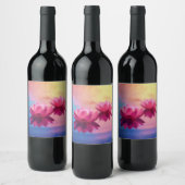 カラフル抽象芸術蓮の花 ワインラベル (ボトル)