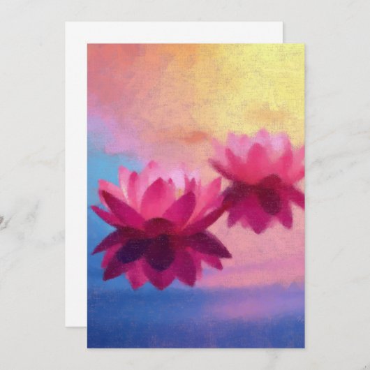 カラフル抽象芸術蓮の花 招待状 (正面/裏面)