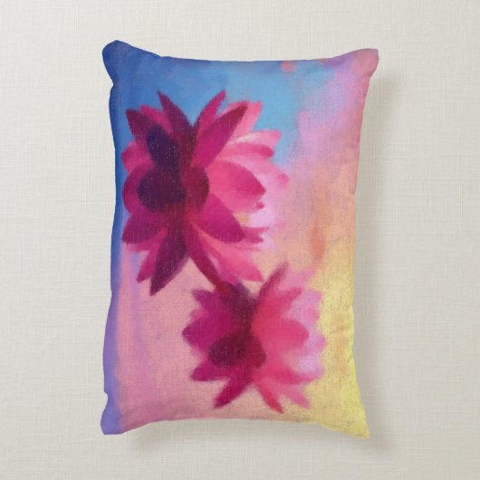 カラフル抽象芸術蓮モダン花 アクセントクッション (裏面(縦))
