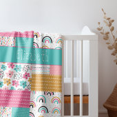 カラフル抽象芸術虹の花パッチワーク シェルパブランケット