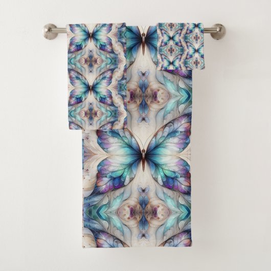 カラフル抽象芸術蝶デザイン バスタオルセット (インサイチュ)
