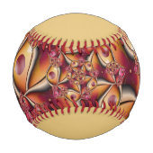 カラフル抽象芸術赤オレンジ色のファンタジーフラクタル名 野球ボール (裏面)