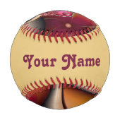 カラフル抽象芸術赤オレンジ色のファンタジーフラクタル名 野球ボール (正面)