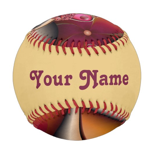 カラフル抽象芸術赤オレンジ色のファンタジーフラクタル名 野球ボール (正面)