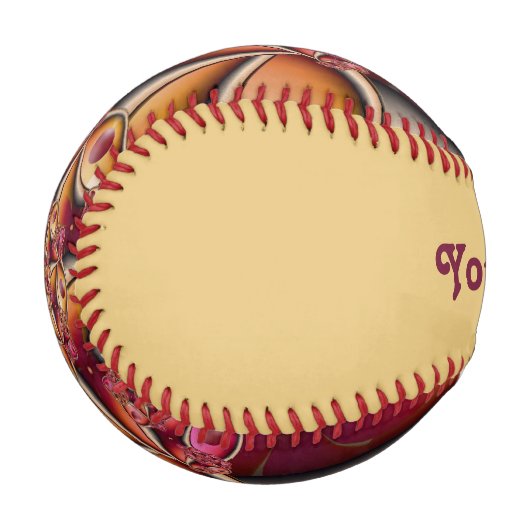 カラフル抽象芸術赤オレンジ色のファンタジーフラクタル名 野球ボール (正面左)