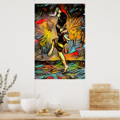 カラフル抽象芸術踊り ポスター (キッチン)