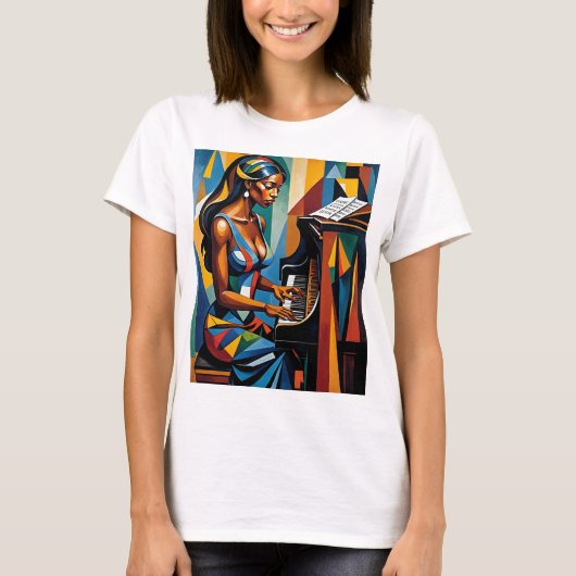 カラフル抽象芸術遊ミュージシャンのTシャツ Tシャツ (正面)