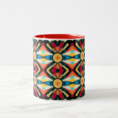 カラフル抽象芸術部族インスパイア ツートーンマグカップ (中央)