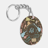 カラフル抽象芸術音楽楽器パターン2 キーホルダー (正面左)