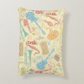 カラフル抽象芸術音楽楽器パターン アクセントクッション (裏面(縦))