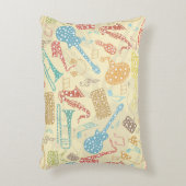 カラフル抽象芸術音楽楽器パターン アクセントクッション (正面(垂直))