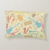 カラフル抽象芸術音楽楽器パターン アクセントクッション (裏面)