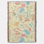 カラフル抽象芸術音楽楽器パターン スローブランケット (正面縦)