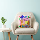 カラフル抽象芸術顔形状スケッチ クッション (椅子)