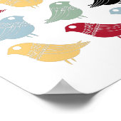 カラフル抽象芸術鳥ミッドセンチュリーレトロ ポスター (角)