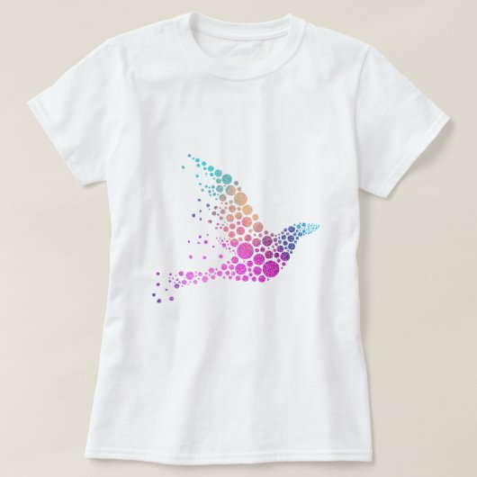 カラフル抽象芸術鳥 Tシャツ (デザイン正面)