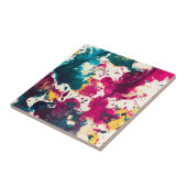 カラフル抽象芸術(ばちゃばちゃ)跳ねる絵を描ティール(緑がかった色)及びマゼンタ タイル (側面)