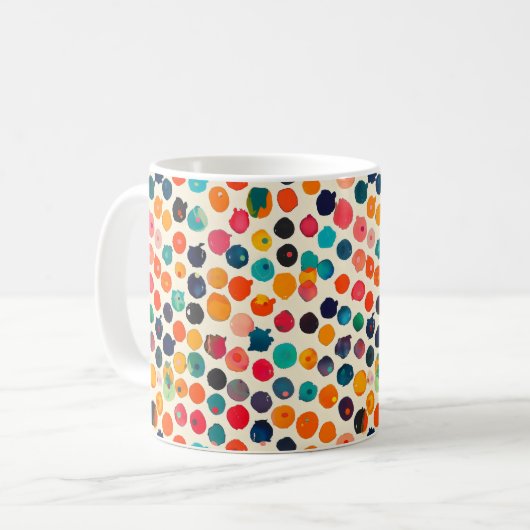 カラフル抽象芸術(ばちゃばちゃ)跳ねる コーヒーマグカップ (正面左)