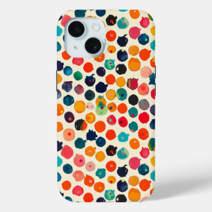 カラフル抽象芸術(ばちゃばちゃ)跳ねる iPhone 15ケース