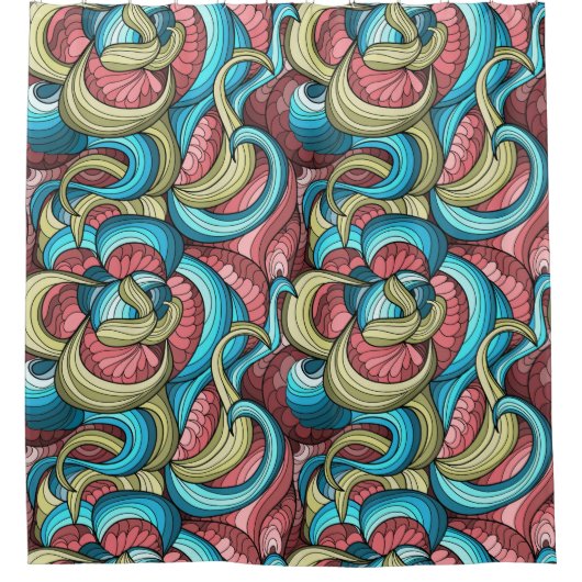 カラフル抽象芸術 シャワーカーテン (正面)