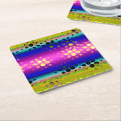 カラフル抽象芸術 スクエアペーパーコースター (アングル)