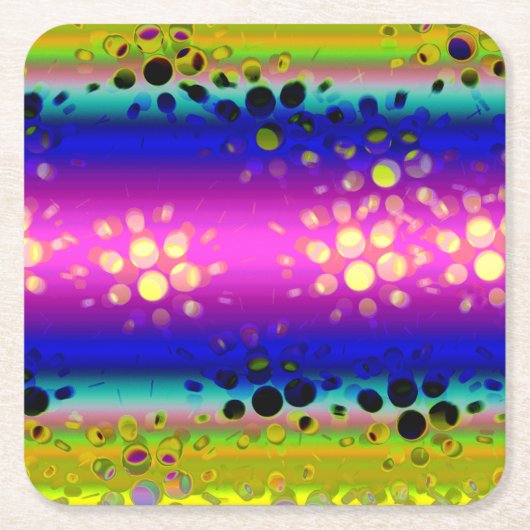 カラフル抽象芸術 スクエアペーパーコースター (正面)