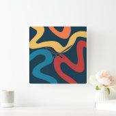 カラフル抽象芸術 スクエア壁時計 (ホーム)