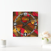 カラフル抽象芸術 スクエア壁時計 (ホーム)