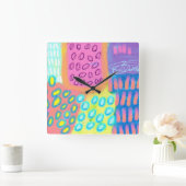 カラフル抽象芸術 スクエア壁時計 (ホーム)
