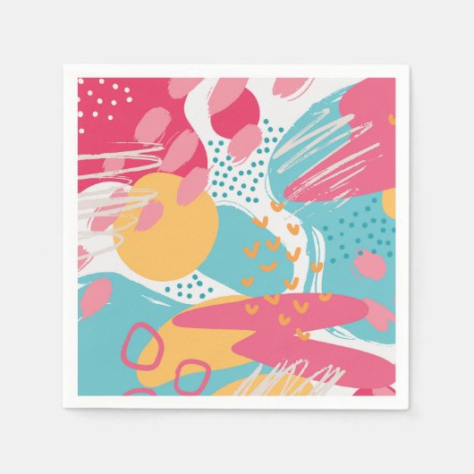 カラフル抽象芸術 スタンダードカクテルナプキン (正面)