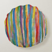 カラフル抽象芸術：デジタルオイルペインティングライン ラウンドクッション (裏面)