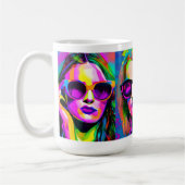 カラフル抽象芸術・デジタル・アート | Sunglasseの女性 コーヒーマグカップ (左)