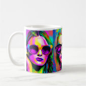 カラフル抽象芸術・デジタル・アート | Sunglasseの女性 コーヒーマグカップ (左)