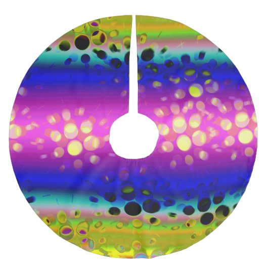 カラフル抽象芸術 ブラッシュドポリエステルツリースカート (正面)