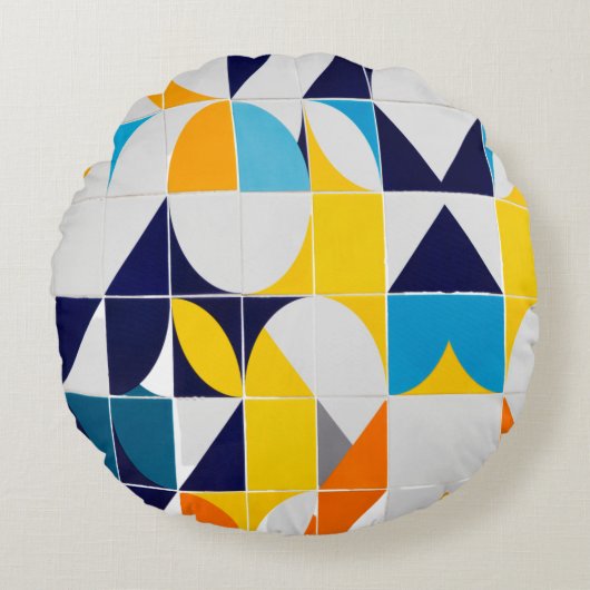 カラフル抽象芸術 ラウンドクッション (正面)