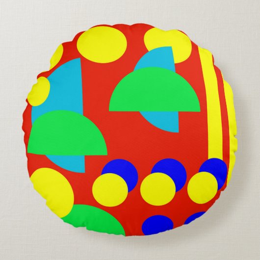 カラフル抽象芸術 ラウンドクッション (正面)