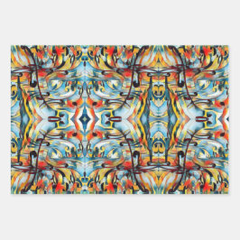 カラフル抽象芸術 ラッピングペーパーシート