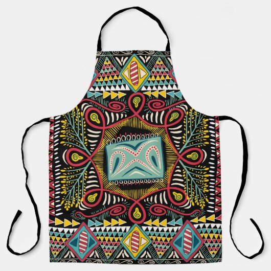 カラフル抽象芸術：四角ポケットデザイン。 エプロン (正面)