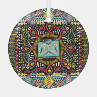 カラフル抽象芸術：四角ポケットデザイン。 ガラスオーナメント