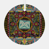 カラフル抽象芸術:四角ポケットデザイン。 ガラスオーナメント (裏面)