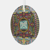 カラフル抽象芸術:四角ポケットデザイン。 ガラスオーナメント (正面左)