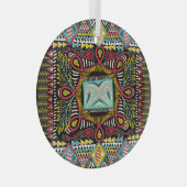 カラフル抽象芸術：四角ポケットデザイン。 ガラスオーナメント (正面右)