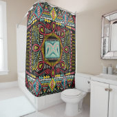 カラフル抽象芸術:四角ポケットデザイン。 シャワーカーテン (インサイチュ)