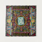 カラフル抽象芸術：四角ポケットデザイン。 タペストリー (正面(横))