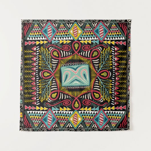 カラフル抽象芸術：四角ポケットデザイン。 タペストリー (正面)