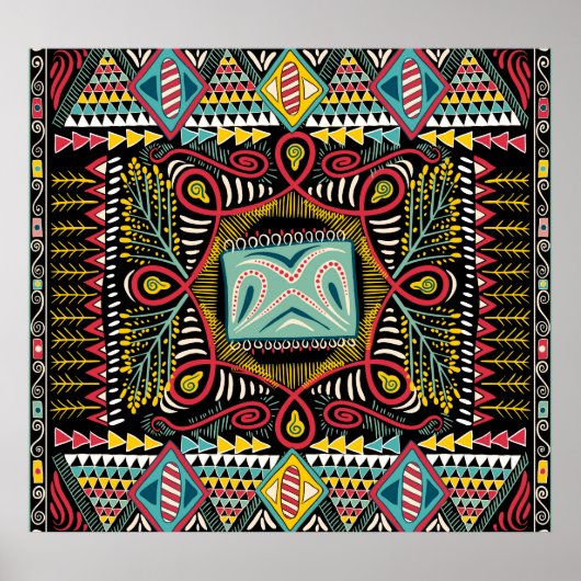 カラフル抽象芸術:四角ポケットデザイン。 ポスター (正面)