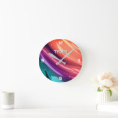 カラフル抽象芸術、白のDIY名 ラウンド壁時計 (ホーム)